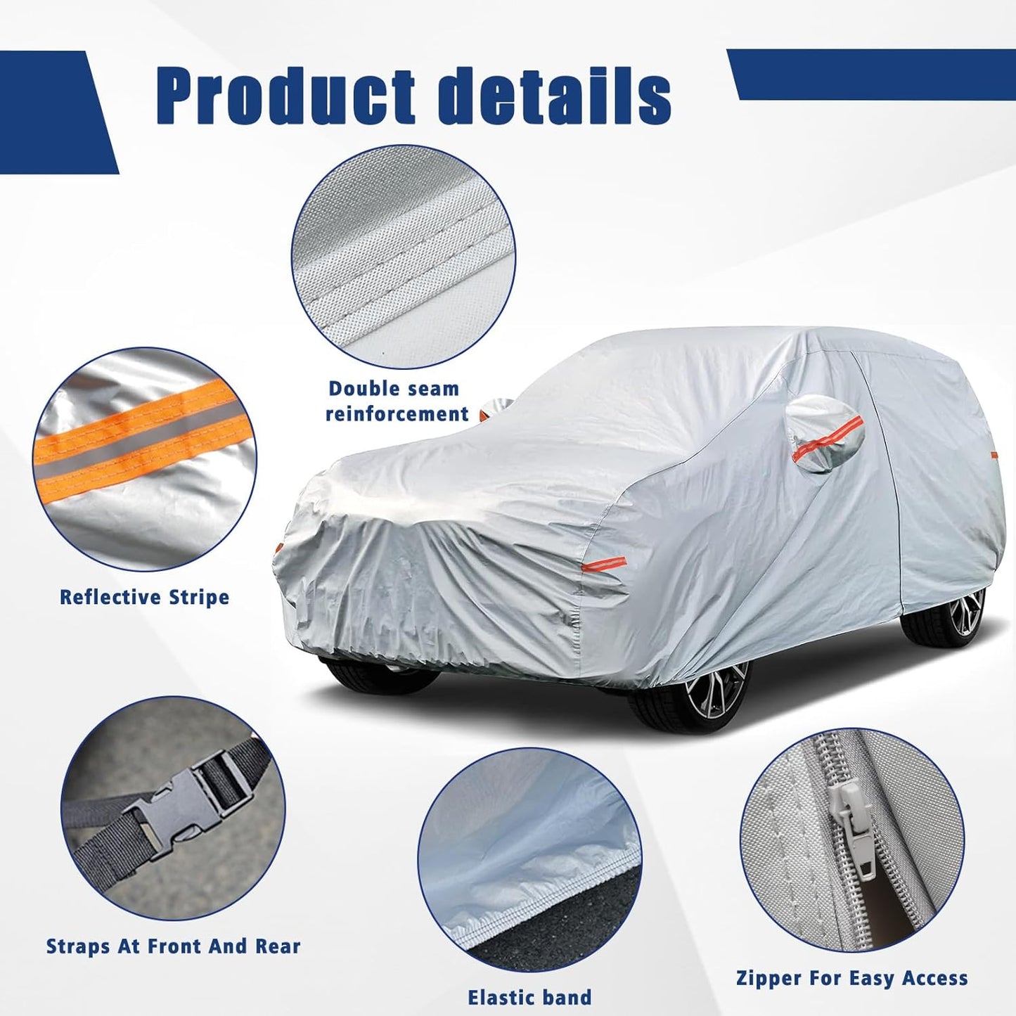 Kayme 6 Layers SUV Car Cover Custom Fit for Porsche Cayenne (2002-2025) Waterproof All Weather for Automobiles, Outdoor Full Cover Rain Sun UV Protection.Silver