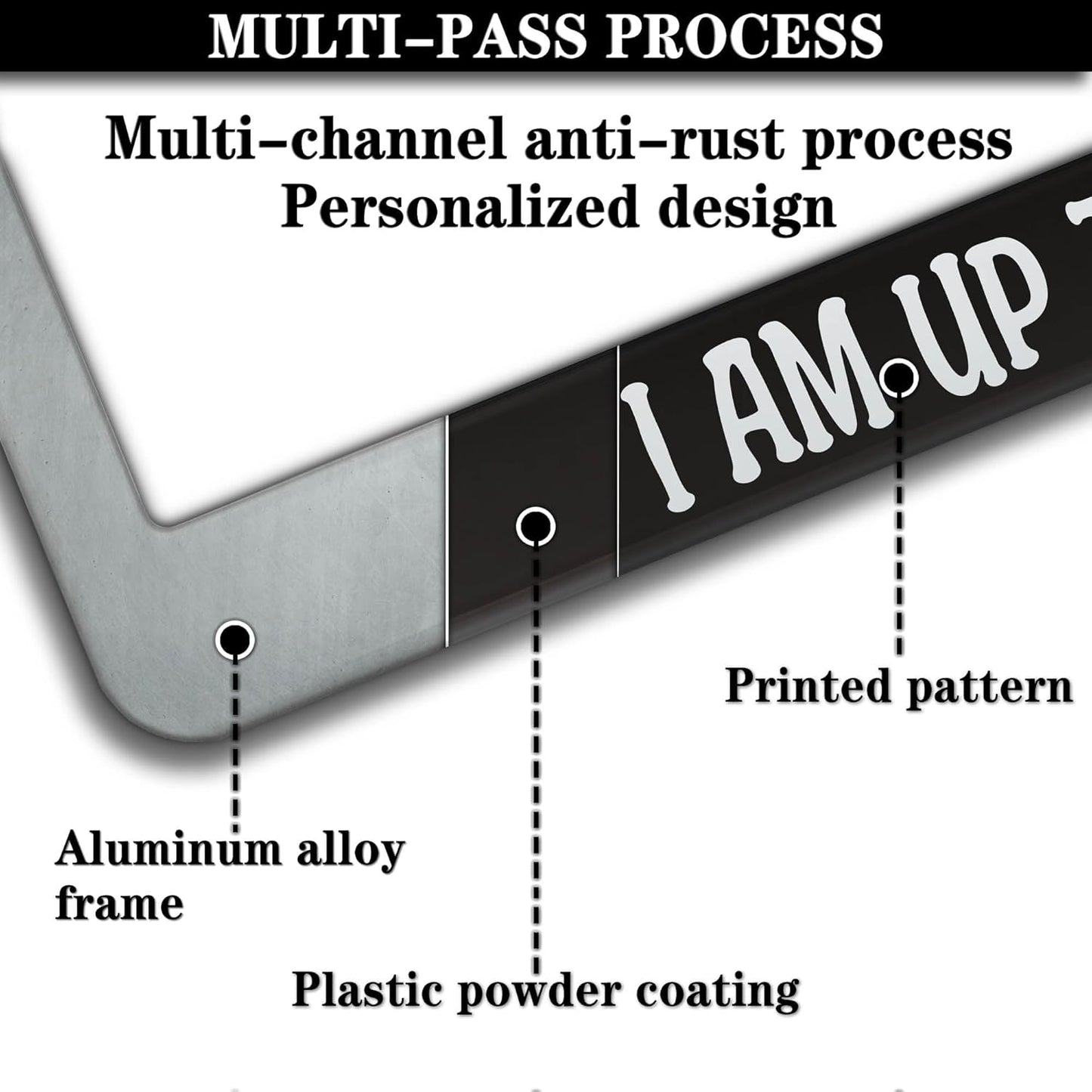 License Plate Holder Black and White License Plate Frames I Solemnly Swear That I Am Up to No Good Universal Aluminum Car Accessory 2 Pack with Screw Covers Set