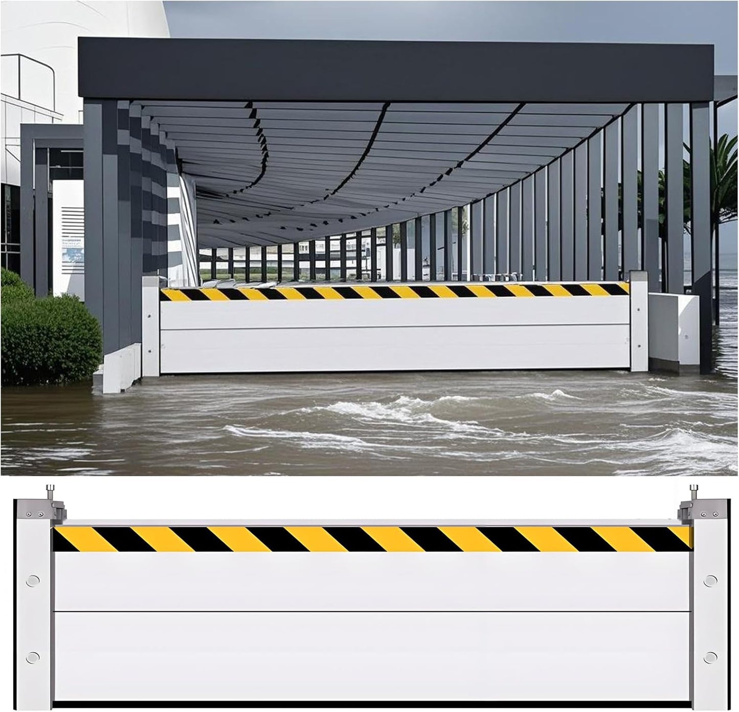 Flood Barriers for Home Exterior - Aluminum Alloy Outdoor Easy Flood Barrier Garage Doors Water Barriers for Flooding,H23.6 Inch/L6.5FT