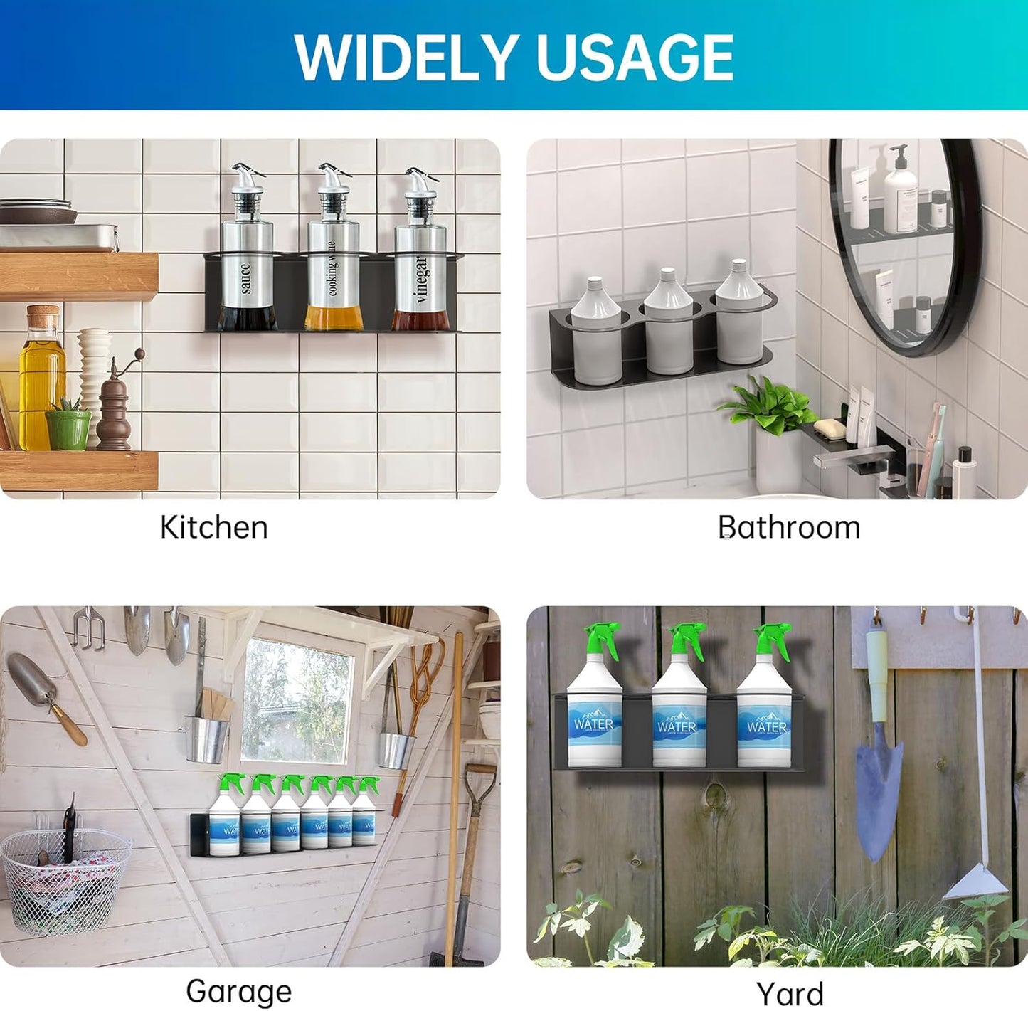 3 Holes All-Purpose Spray Bottle Holder Wall Mount Heavy Duty Spray Can Holder Rack Organizer Storage for Home Garage Workspace