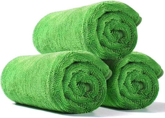 JOYMOOP Car Dry Towel, Quick Drying, Medium Size, Microfiber Cleaning Cloth, Green, 35.4 x 23.6 Inches, 3 Pack for Boates, RVs, SUVs, Trucks, Cars