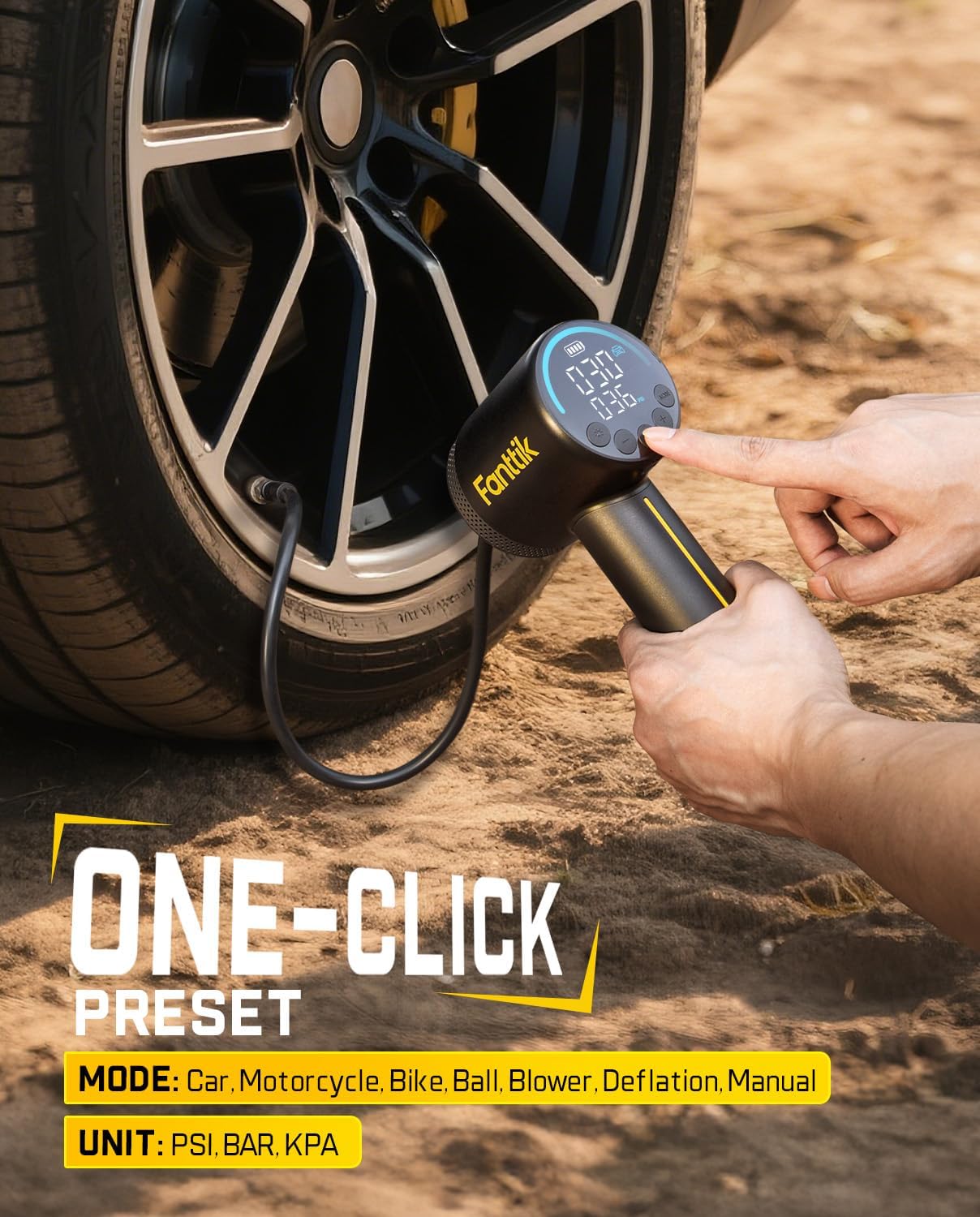 Fanttik X9 Classic Tire Inflator Portable Air Compressor with Light and Power Bank, 150PSI Cordless Air Pump for Car, Motorcycle, Bike, Ball, Air Mattress, Kayak, Swimming Ring