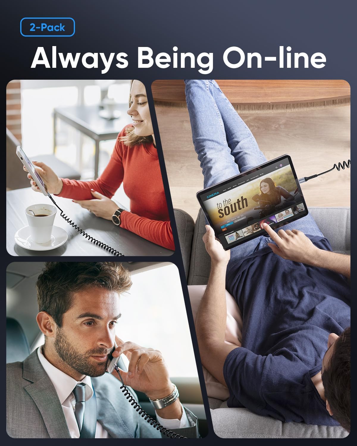 SUNGUY Coiled USB to Lightning Cable for Car, 2-Pack 3FT [MFi Certified] Retractable iPhone Charger Cable, Fast Charging CarPlay Cable for iPhone 14/13/12/11 Pro Max/XS MAX/XR/XS/iPad/iPod