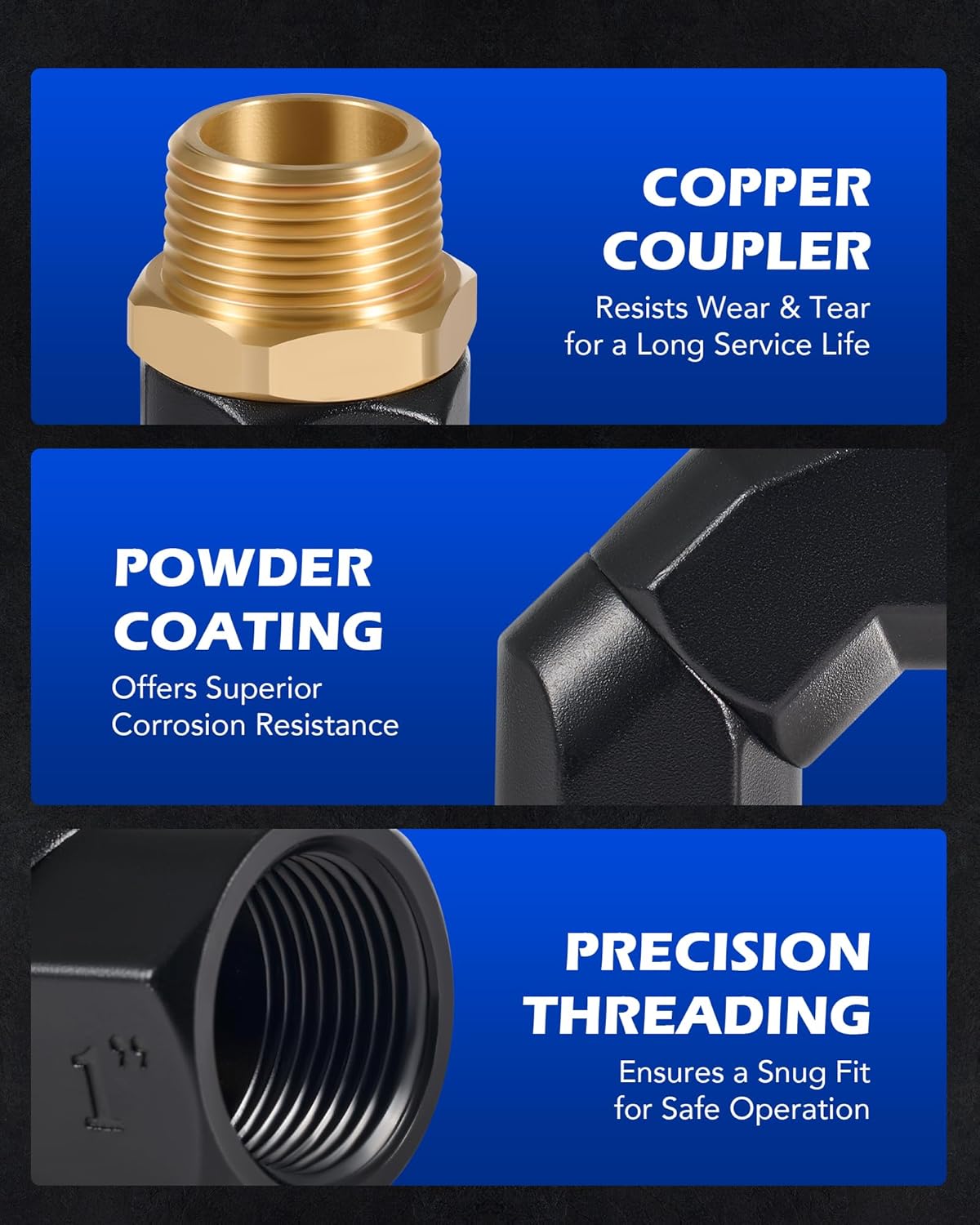 Orion Motor Tech 1" NPT Fuel Hose Nozzle Swivel, 1" Dual NPT Fuel Transfer Pump Nozzle Swivel, Multi Plane 360 Rotating Fuel Pump Tank Hose Swivel