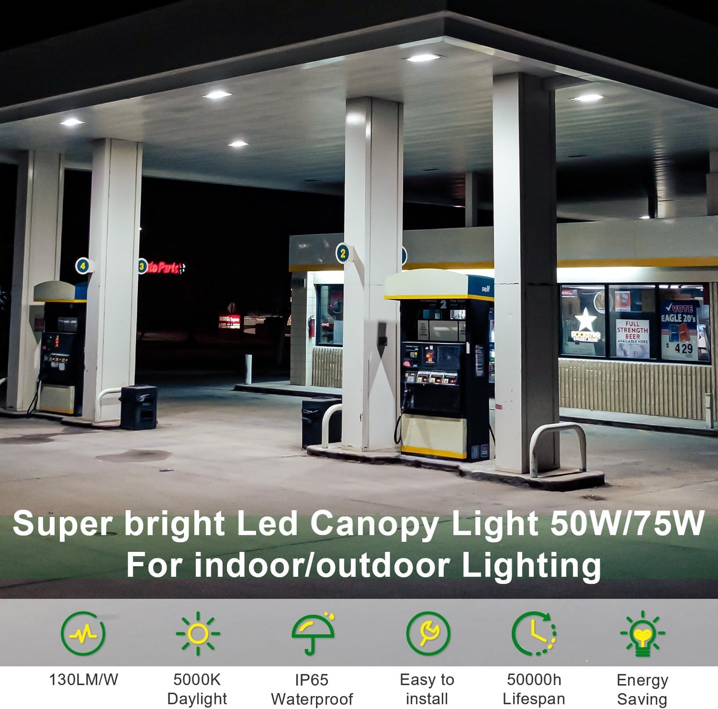 80W/60W/40W Power Selectable LED Canopy Garage Light with 3CCT (3500K/4000K/5000K), LED Parking Garage Lights 90-277V IP65 Commercial Residential Lights DLC (40W/ 60W/80W Power Selectable -1 Pack)