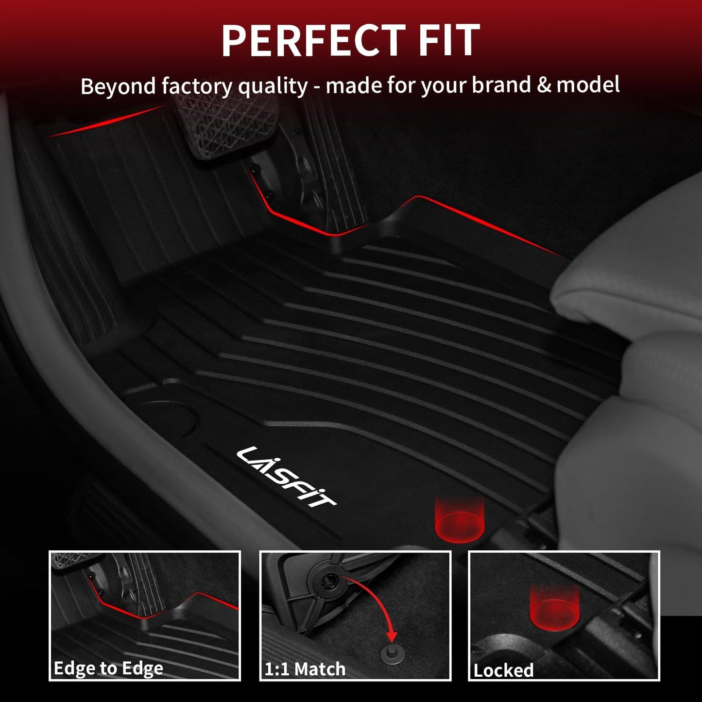 LASFIT Floor Mats & Cargo Mat for Mercedes Benz GLC 2016-2022 GLC300 / GLC350e / GLC43 AMG / GLC63 AMG / GLC63 AMG S (Not Fit Coupe), Fit All Weather TPE Floor Liners, 1st & 2nd Row and Trunk Mat