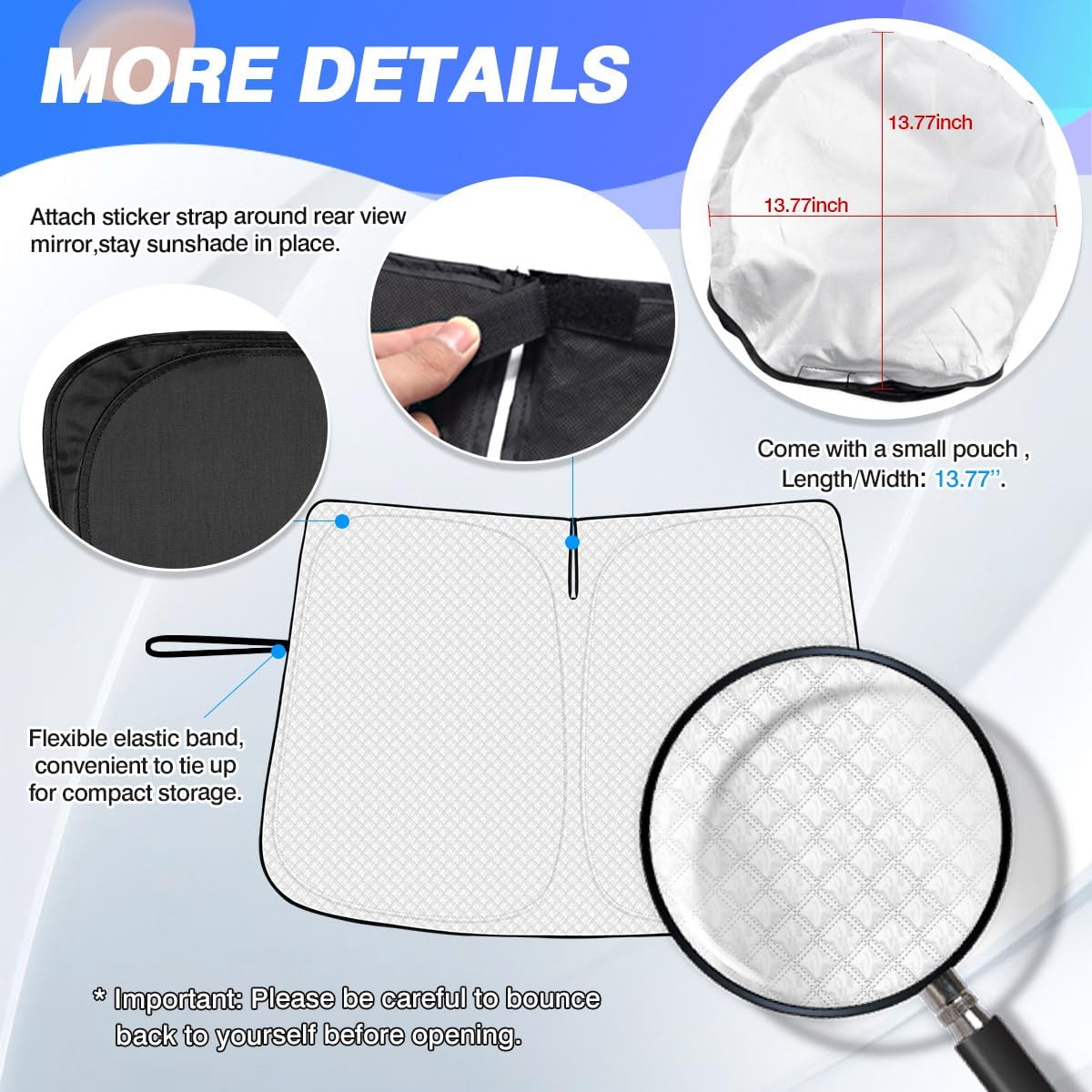 Windshield Sun Shade for Toyota Sienna 2021-2025 2026 Accessories Thicken 6-Layer Front Window Sunshade Cover Sun Visor Protector Foldable Block UV Rays Keep Vehicle Cool