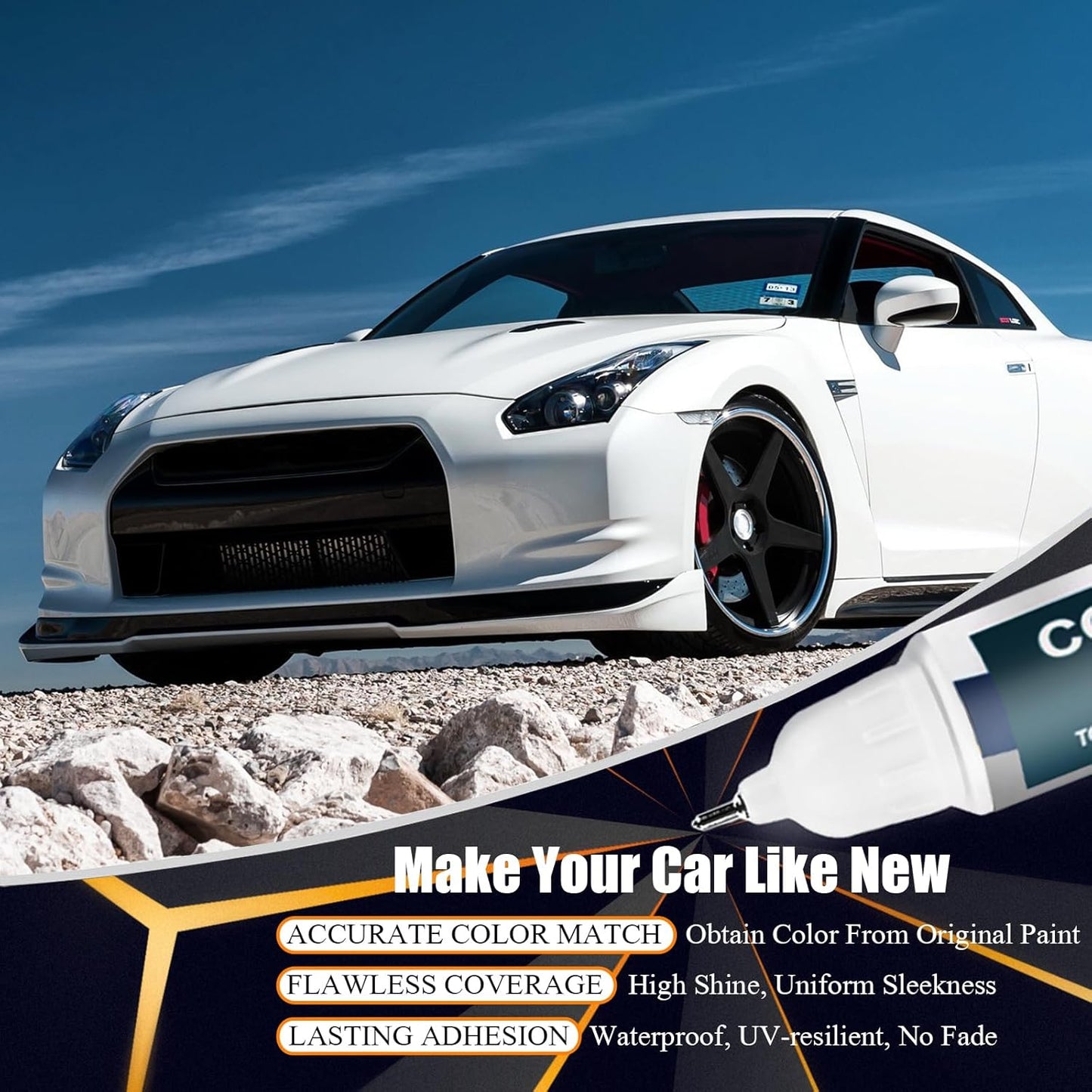 KAD Gun Metallic Touch Up Paint for Nissan, Car Paint Pen Scratch Repair Two-In-One Touch Up Paint, Premium Car Scratch Remover for Deep Scratches