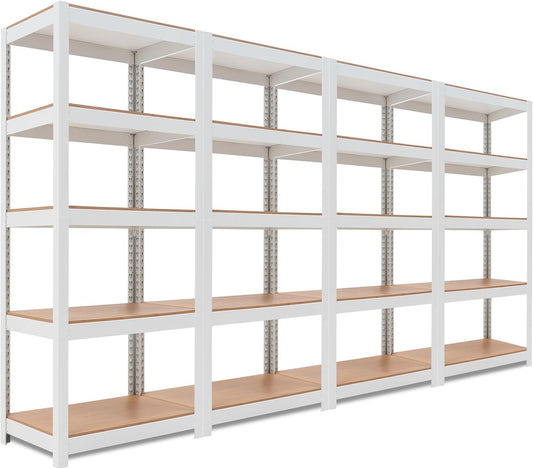 HOMEDANT House 5 Tier 24.4" W Laminated Metal Shelving Unit Adjustable Storage Utility Rack Heavy Duty Shelves Organization Multipurpose Shelf Kitchen Garage Pantry Closet 4 Pack