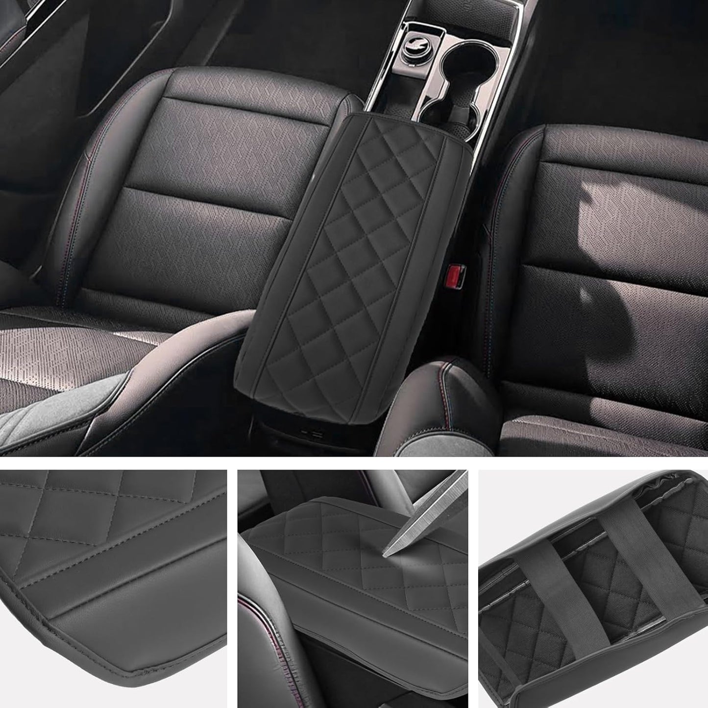 SXCY for 2025 Chevy Equinox Accessories Armrest Cover for Equinox 2025 Accessories 2025 Equinox Center Console Cover 2025 Equinox Middle Console Cover (Thin Cover Rhombus Style)