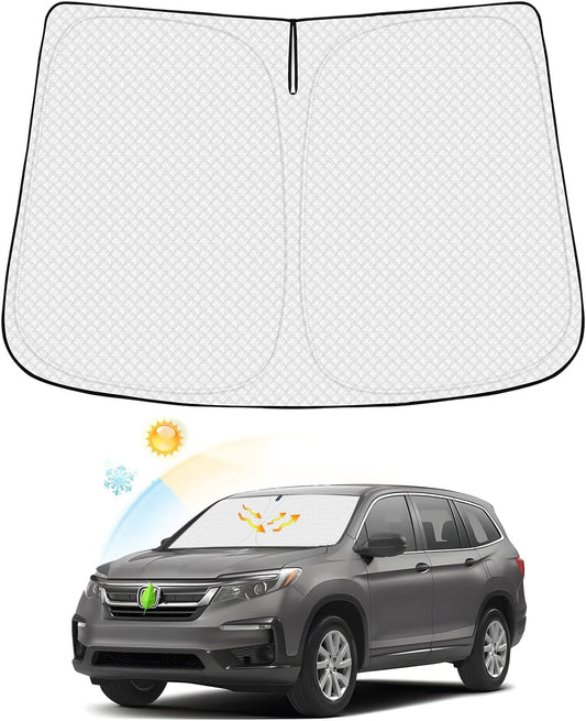 Windshield Sun Shade for 2016-2025 2026 Honda Pilot Accessories Thicken 6-Layer Foldable Front Window Sunshade Cover Sun Visor Protector Block UV Rays Keep Vehicle Cool