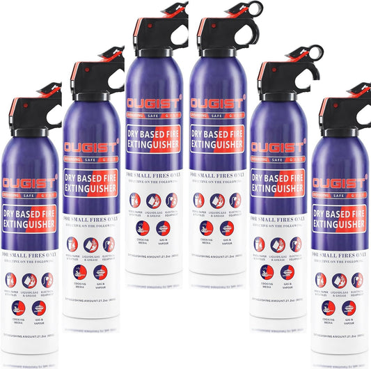Fire Extinguisher for Home & Vehicle - 600g Fire Extinguisher | Grease & Electrical Fire Extinguisher for Kitchen, Car, Portable (6-Pack)