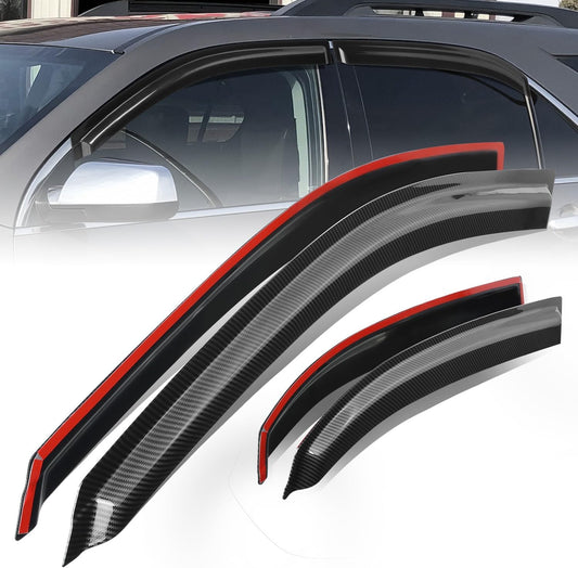 Auto Dynasty Set of 4 Carbon Fiber Pattern Window Visors Compatible 2010 2011 2012 2013 2014 2015 2016 2017 with Chevy Equinox, Tape-On Rain Guards Shield Vent Shade Deflector Glossy Black