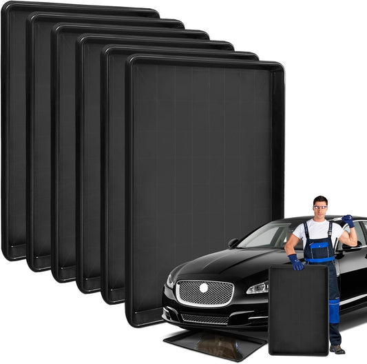 6Pcs Extra Large Car Oil Drip Pan- 35.4 x 24 x1.6 Inches Oil Drain Pan for Oil Change- Oil Drip Tray for Under Car Plastic Oil Tray, Oil Catch Pan Replacement Tray to Keep Garage Floor Clean