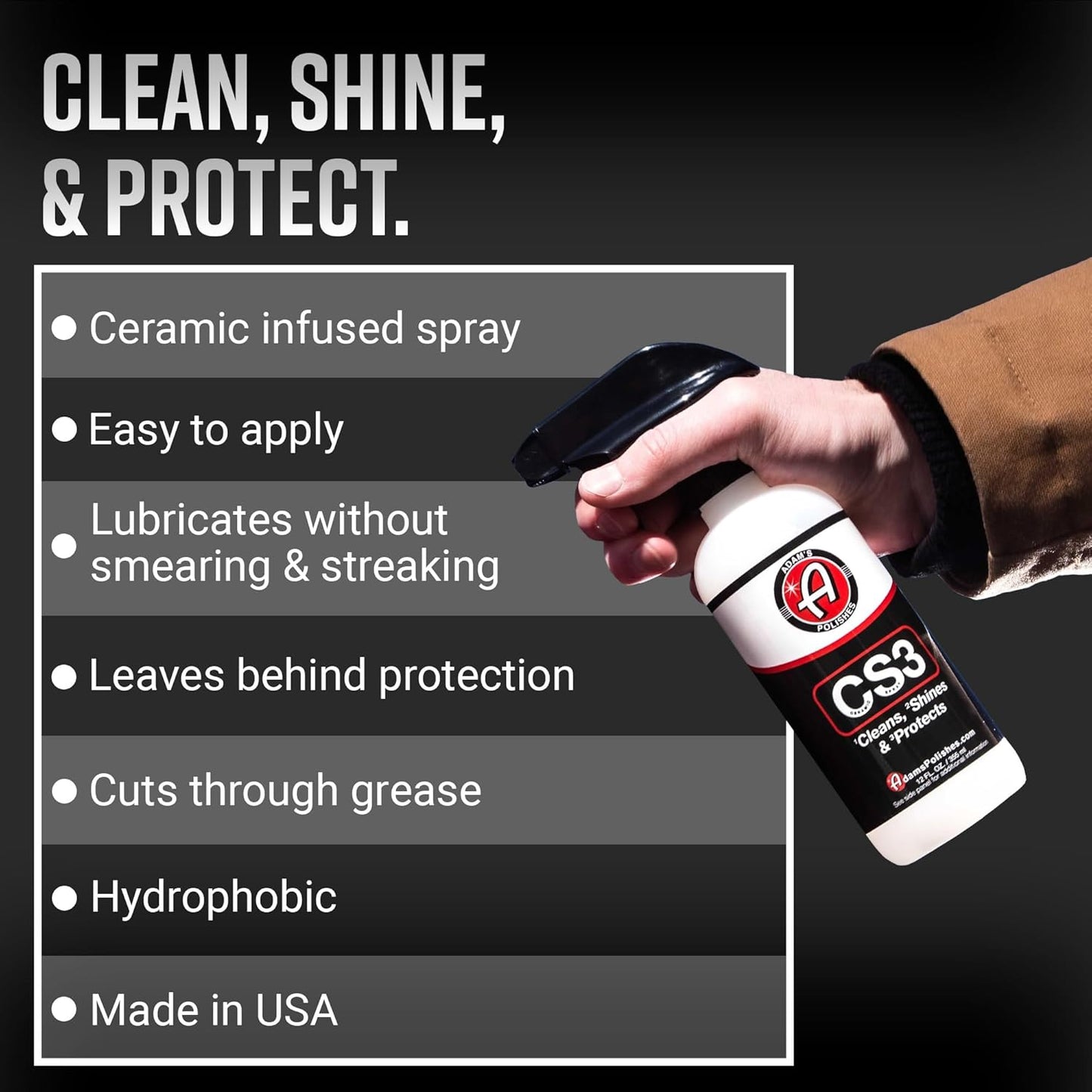 Adam's Polishes CS3 (Gallon) - Ceramic Spray Coating That Cleans, Shines & Protects | Top Coat Car Wash Polish & Paint Protectant Stronger Than Car Wax | RV Boat Motorcycle Car Waterless Cleaner