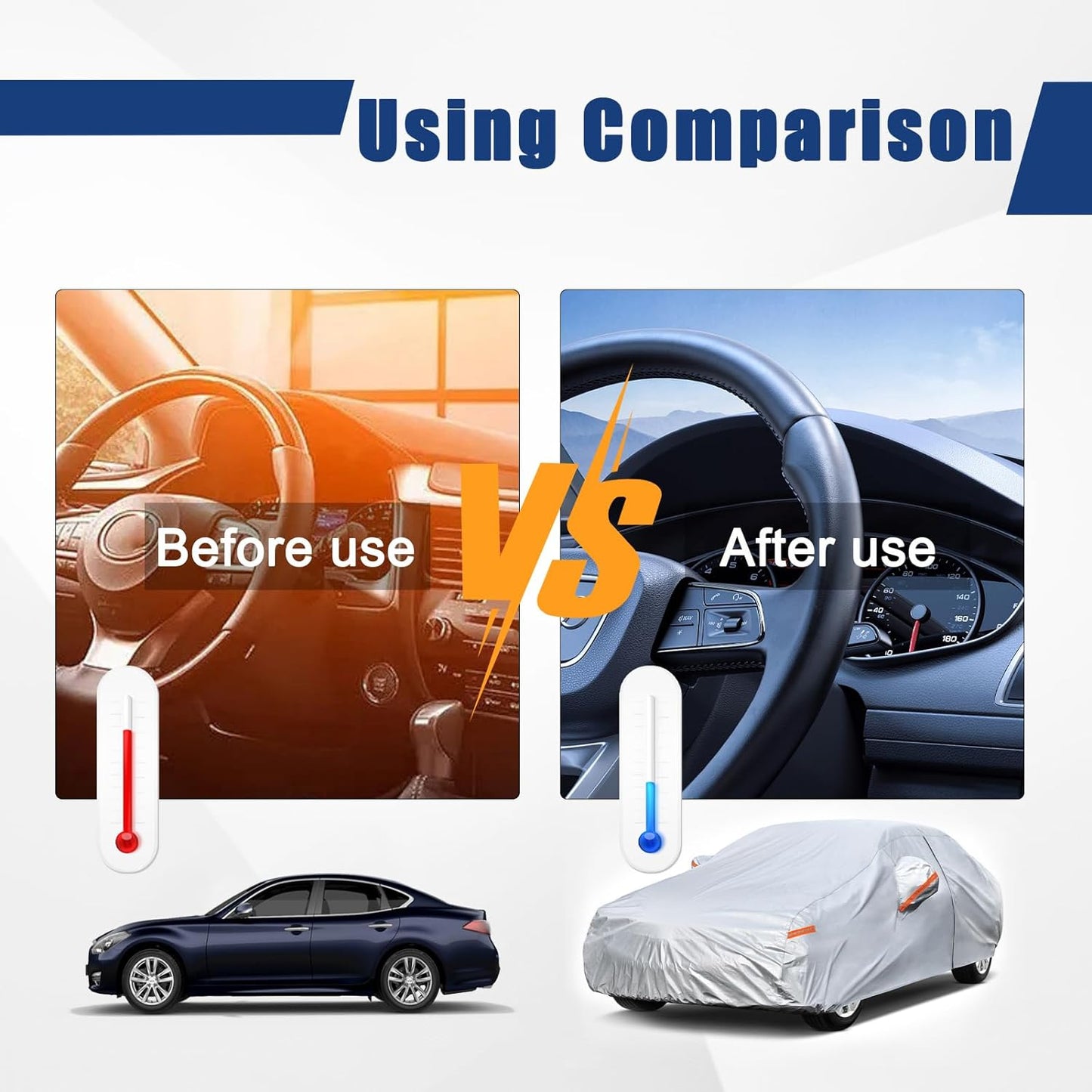 Kayme 6 Layers Car Cover Custom Fit for Lexus ES ES300 ES330 ES350 ES300h (2001-2025) Waterproof All Weather for Automobiles, Outdoor Full Cover Rain Sun UV Protection.Silver