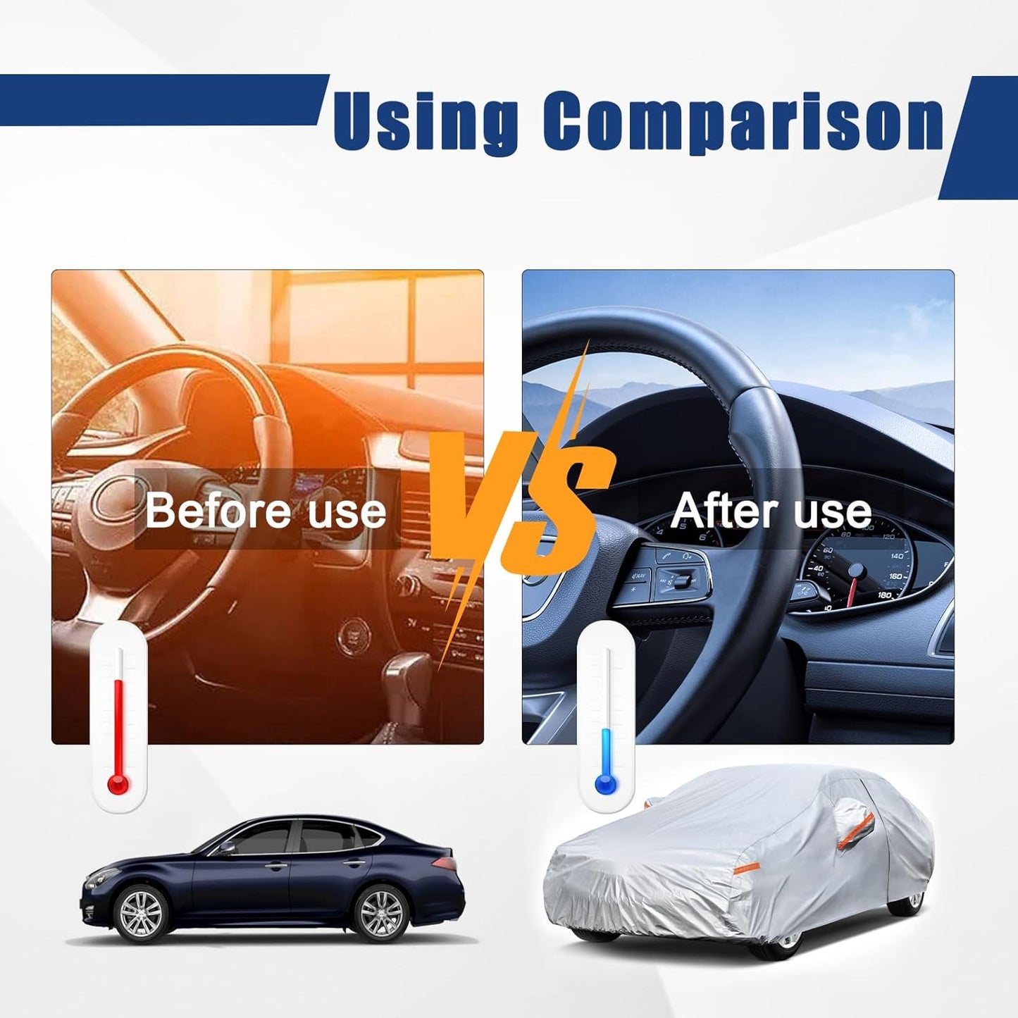 Kayme 6 Layers Car Cover Custom Fit for Hyundai Elantra (2006-2025) Waterproof All Weather for Automobiles, Outdoor Full Cover Rain Sun UV Protection.Silver