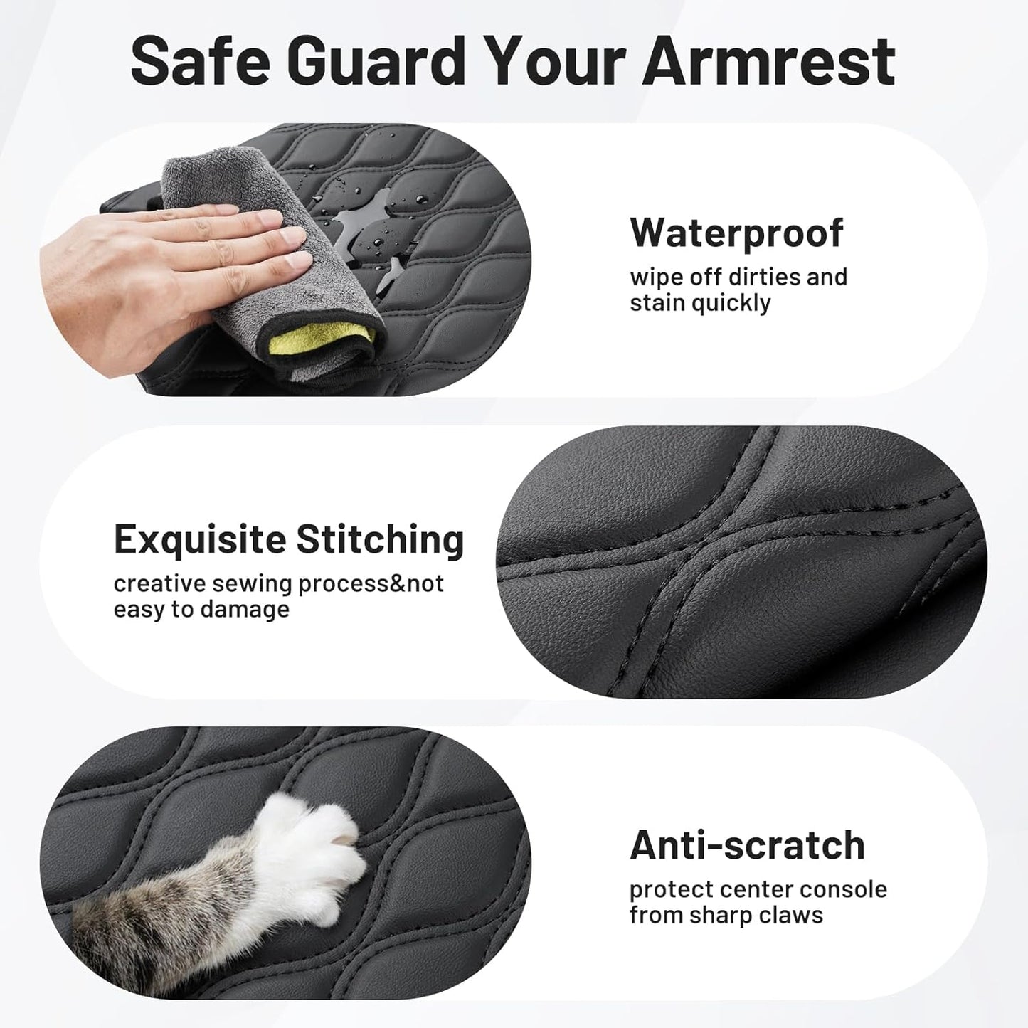 Autorder Center Console Cover for 2022-2025 2026 Hyundai Santa Cruz Accessories Armrest Cushion Cover with Pockets Storage Bag Nappa Leather Middle Console Covers Anti-Scratch Cushion Pad