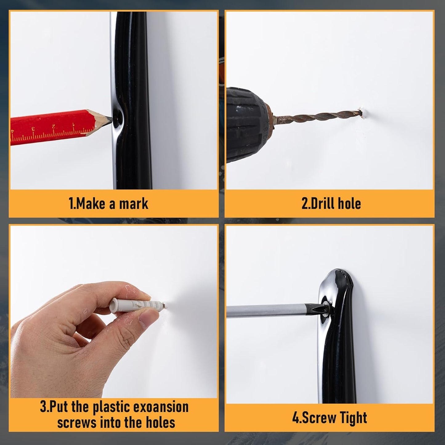 HOME MASTER HARDWARE Heavy Duty 9" Jumbo Arm Garage Wall Hooks 4 Pack – 50Lbs Ladder Hangers, Wall Mount Utility Storage for Bikes, Folding Chairs, Kayaks & Bulk Items