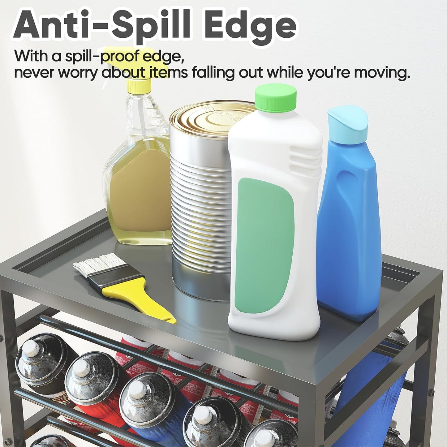 50 Spray Paint Storage Holder, Rolling Spray Can Storage Rack, Heavy Duty Paint Aerosol Can Organizer, Lube Can Holder Cart, Lube Bottle Organizer Rack for Garage,Shop, Craft Workroom