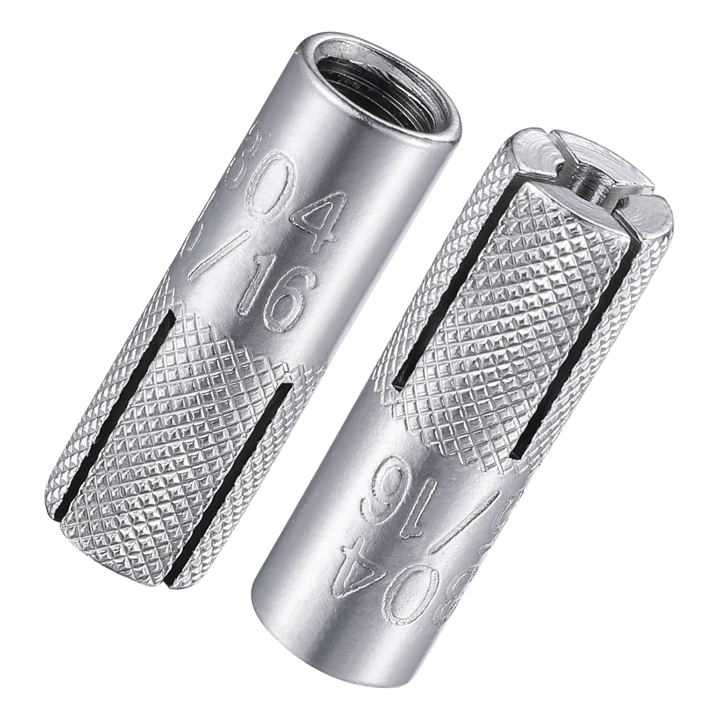 Wensilon(100 pcs) 5/16"-18 Premium Stainless Steel Drop in Anchors Assortment, Knurled Drop-in-Anchor for Solid Concrete, Internal Forced Expansion Screw Bolts