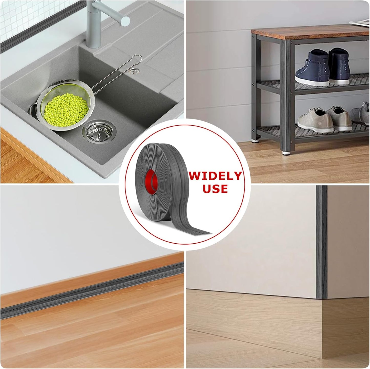 Flexible Wall Corner Protector Moulding Trim Peel and Stick Wall Corner Guards Edge Protector Self Adhesive Molding Trim Strip for Edge Ceiling (Deep Gray Wood Grain, 2.4 in x 40 Ft)