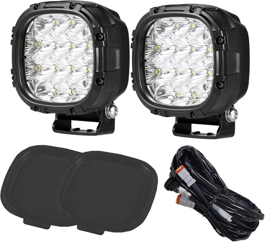 BIGLION.X 4 Inch 160W 18800LM Round LED Offroad Lights Driving Spotlights Fog Light Super Bright Bumper Off Road Driving Light with Wiring Harness IP68 for Pickup Trucks SUV ATV UTV