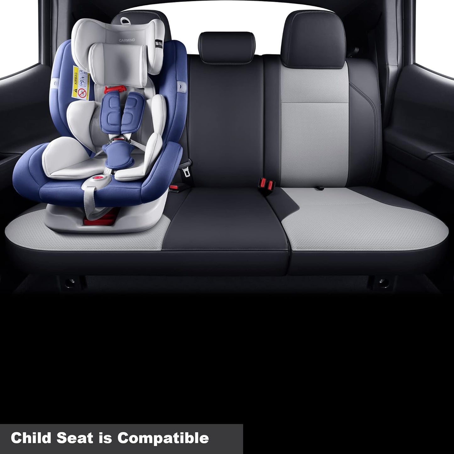 LUCKYMAN CLUB Tacoma Custom Fit Seat Covers for 2016-2023 Tacoma Crew Cab with Faux Leather (Black & Gray)