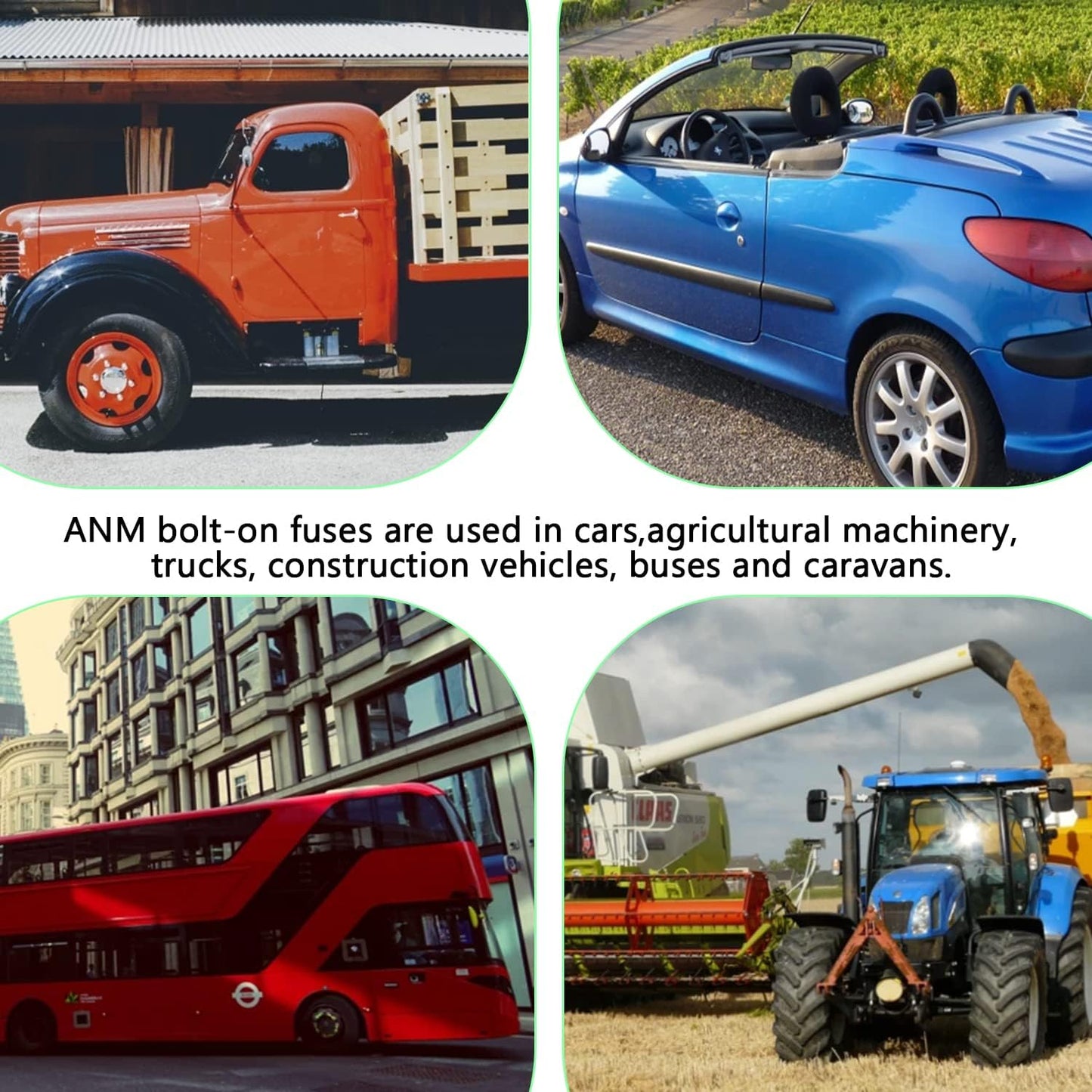 50A MEGA High Current Fuse - 50 Amp Bolt-on Fuse for Cars, Trucks, Construction Vehicles, Buses, Caravans (2 Pcs)