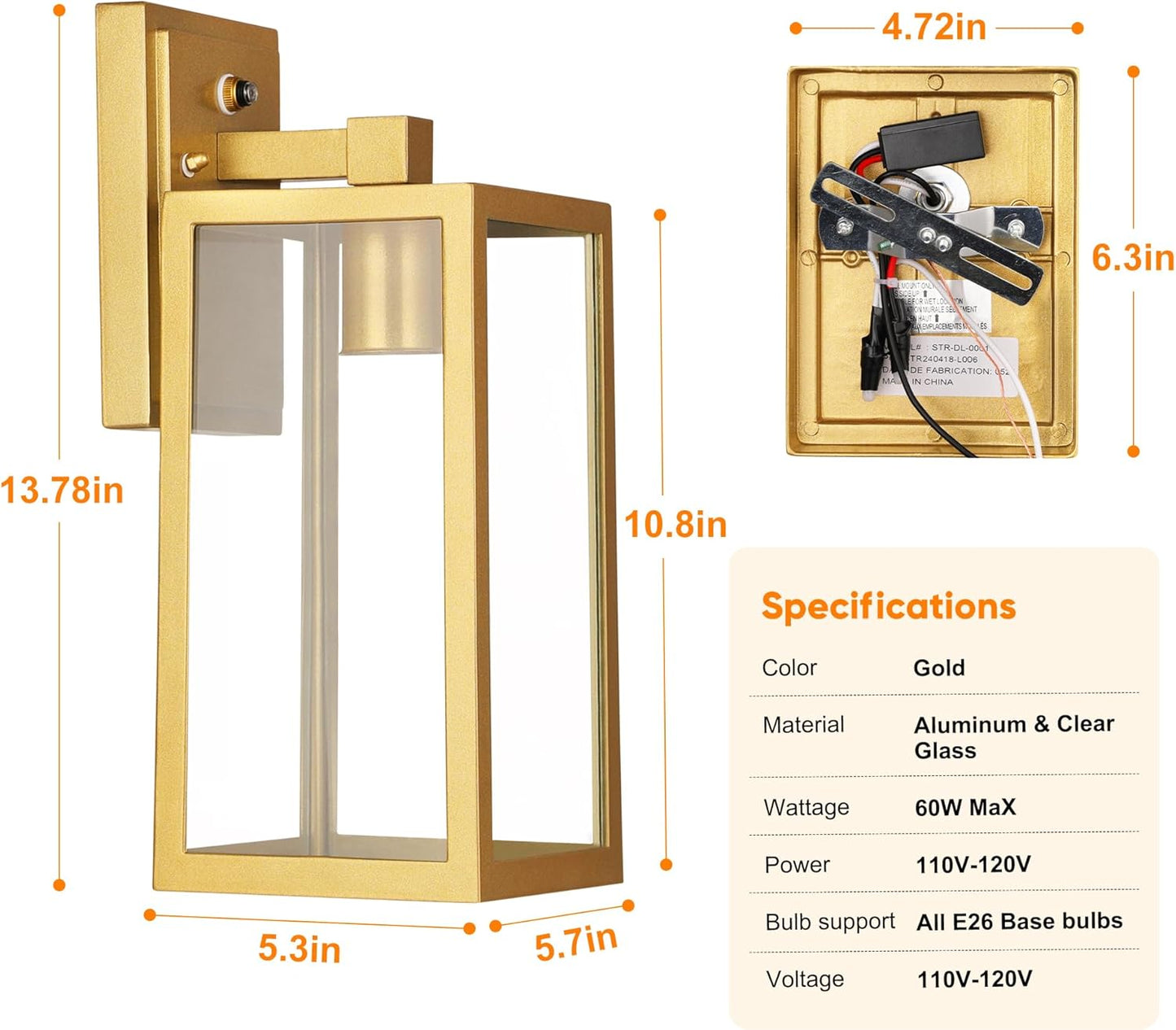 PARTPHONER Gold Dusk to Dawn Outdoor Lights for House Wall Mount, Sensor Exterior Lighting Fixtures set of 2, Anti Rust Wall Sconce Lamp, Waterproof Wall Lantern for Doorway, Garage, WTWL181AJ2