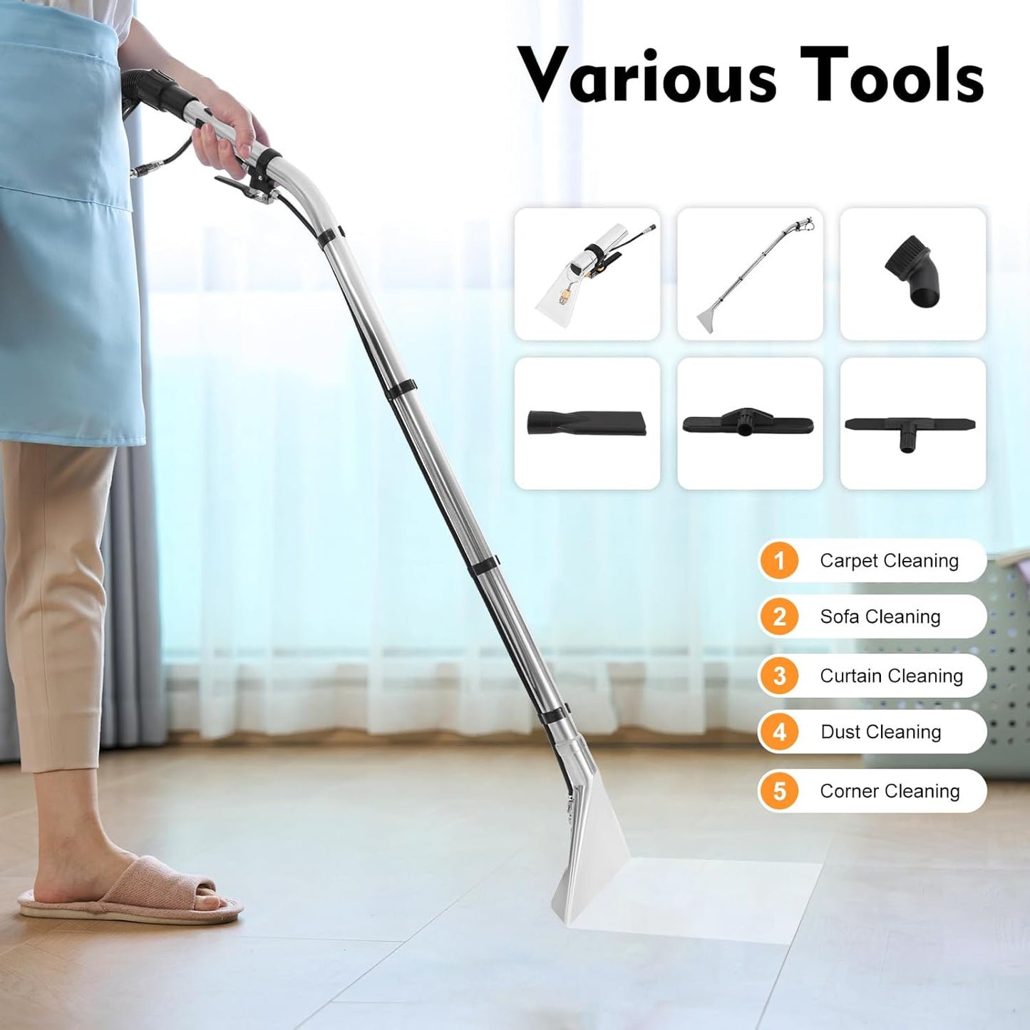 DYRABREST 40L Commercial Carpet Cleaning Machine 3 in 1 Upholstery Cleaner Machine 1000W Professional Extractor Vacuum Washing Machine for Cleaning Carpets, Sofas, Curtains, Vacuuming and Spraying