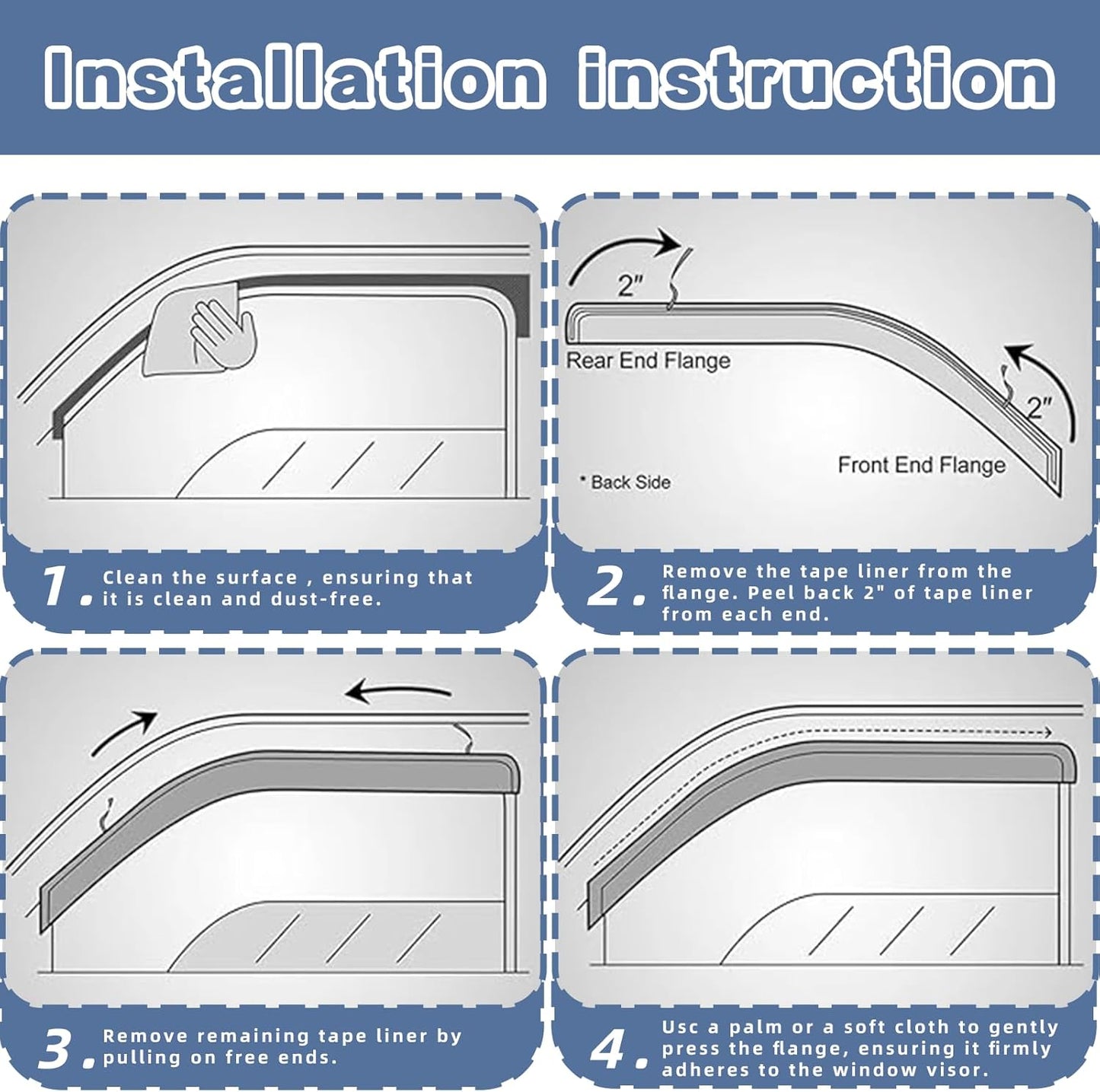 Window Visors Rain Guards fits 2014-2018 Silverado 1500 & GMC Sierra 1500, Out-Channel Window Wind Deflectors Vent Shades for 2015-2019 Silverado/GMC Sierra 2500 HD/3500 HD Crew Cab