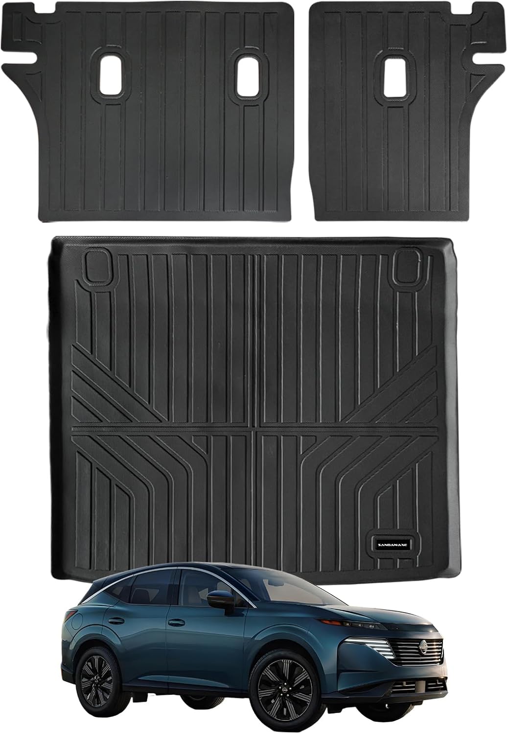Trunk Mat & Backrest Mat for 2025 Nissan Murano TPE All Weather Protection Cargo Liner with Velcro Rear Seats Backrest