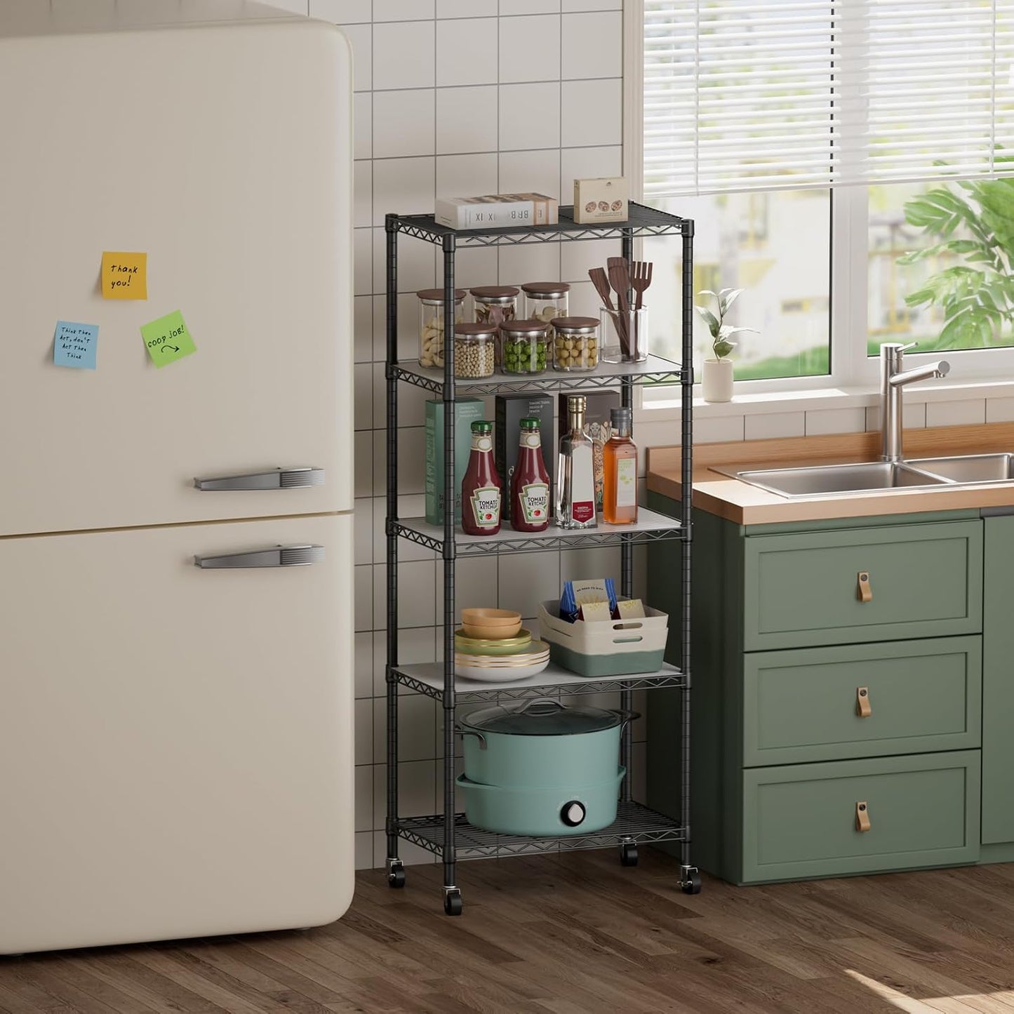 SINGAYE 5 Garage Heavy Duty Shelving Unit Kitchen Pantry Close Home Organizers and Storage Bathroom Shelf Laundry Room Organization Industrial Book Metal Wire Adjustable Shelves