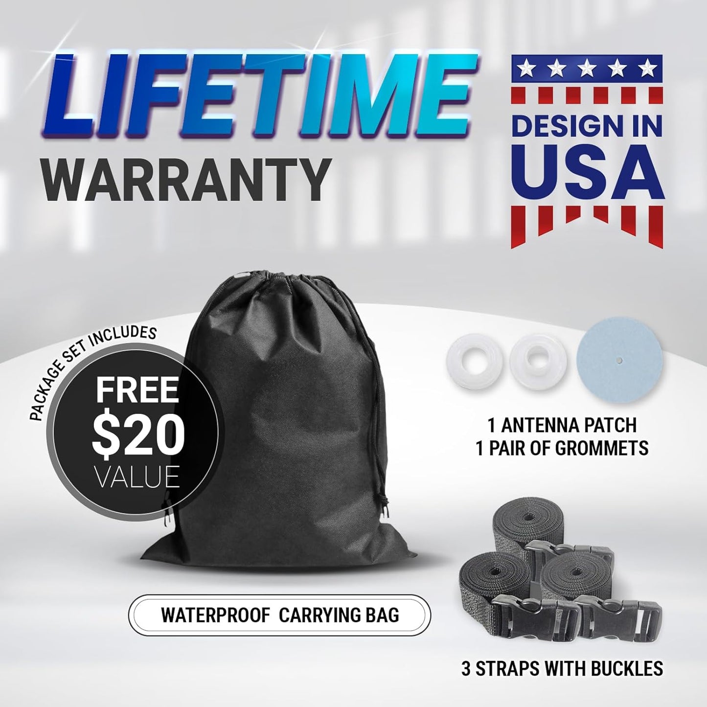 iCarCover Custom Car Cover for Chevy Caprice Wagon (1966-1970) Waterproof All Weather Rain Snow UV Sun Protector Full Exterior Indoor Outdoor Car Cover (Stripe - Gray/Black)