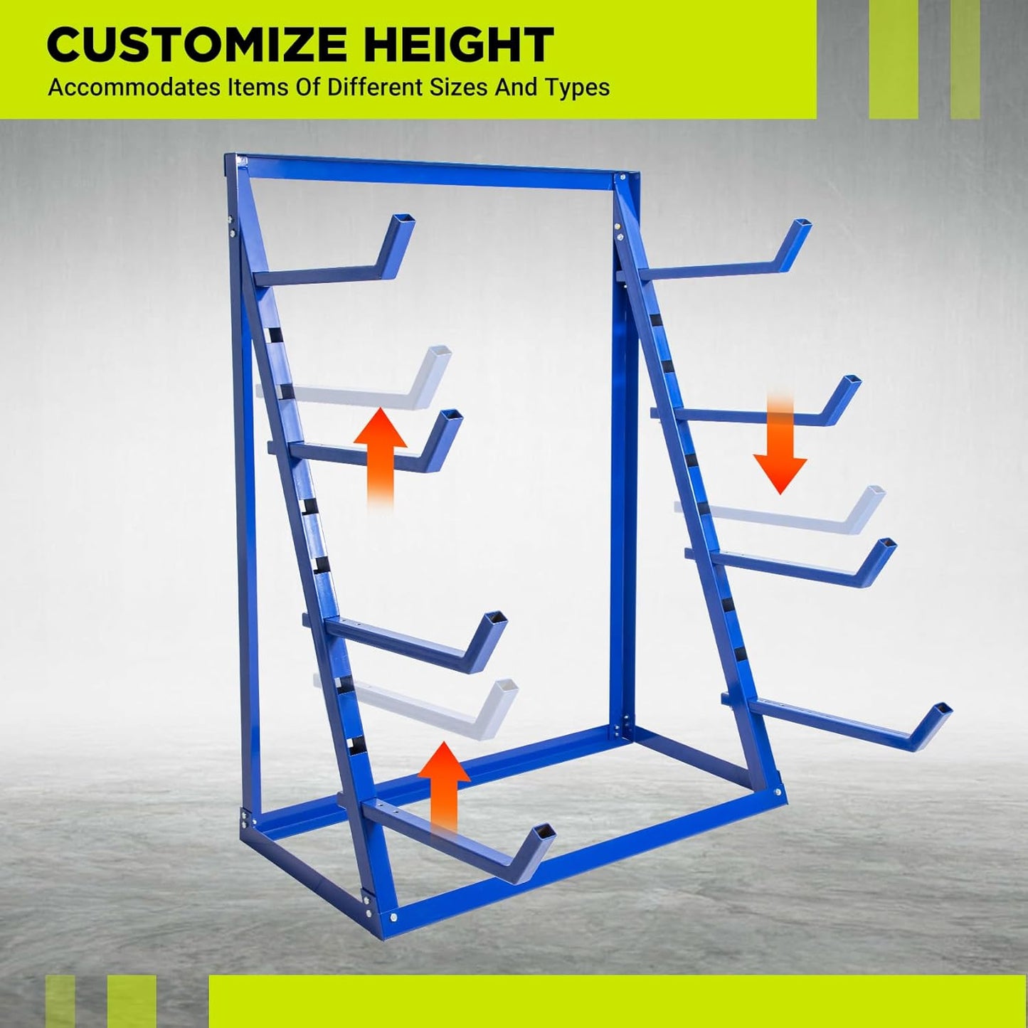 Heavy Duty Steel Horizontal Storage Rack with 4-Level Lumber Organizer Shelf Pipe Organizer Support Rack For Supermarket，Garage, Basement, Pantry, Workshop, 24''L x 60-7/8''H x 48-3/8''W