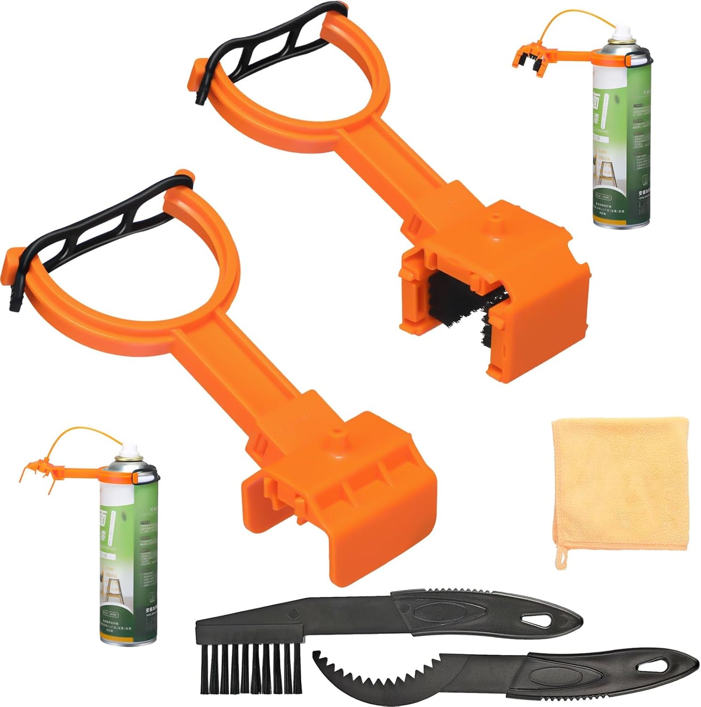 5 Pcs Motorcycle Chain Cleaning Kit — Motorcycle Chain Brush, Bicycle Lube Tool and Microfiber Towel, Bike Cleaner Tool Set for Motorsport Street Bike Crankset, Fits 428, 520, 525, 530