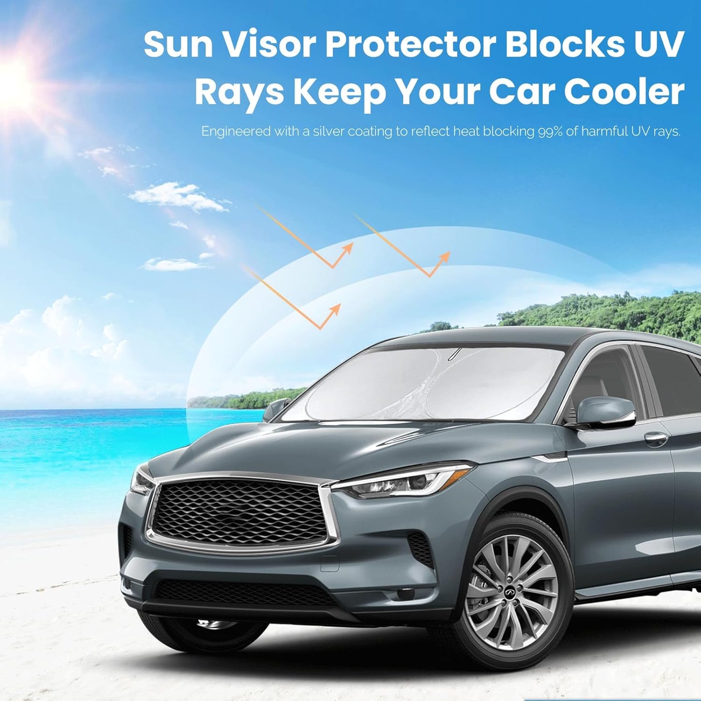 Custom Fit Infiniti QX60 Windshield Sunshade for Infiniti QX50 QX55 QX60 QX80 2026 2025-2018 Front Window Shades Cover for Windshield Sun Visor Protector 210T Reflector Blocks UV Ray Car Accessories