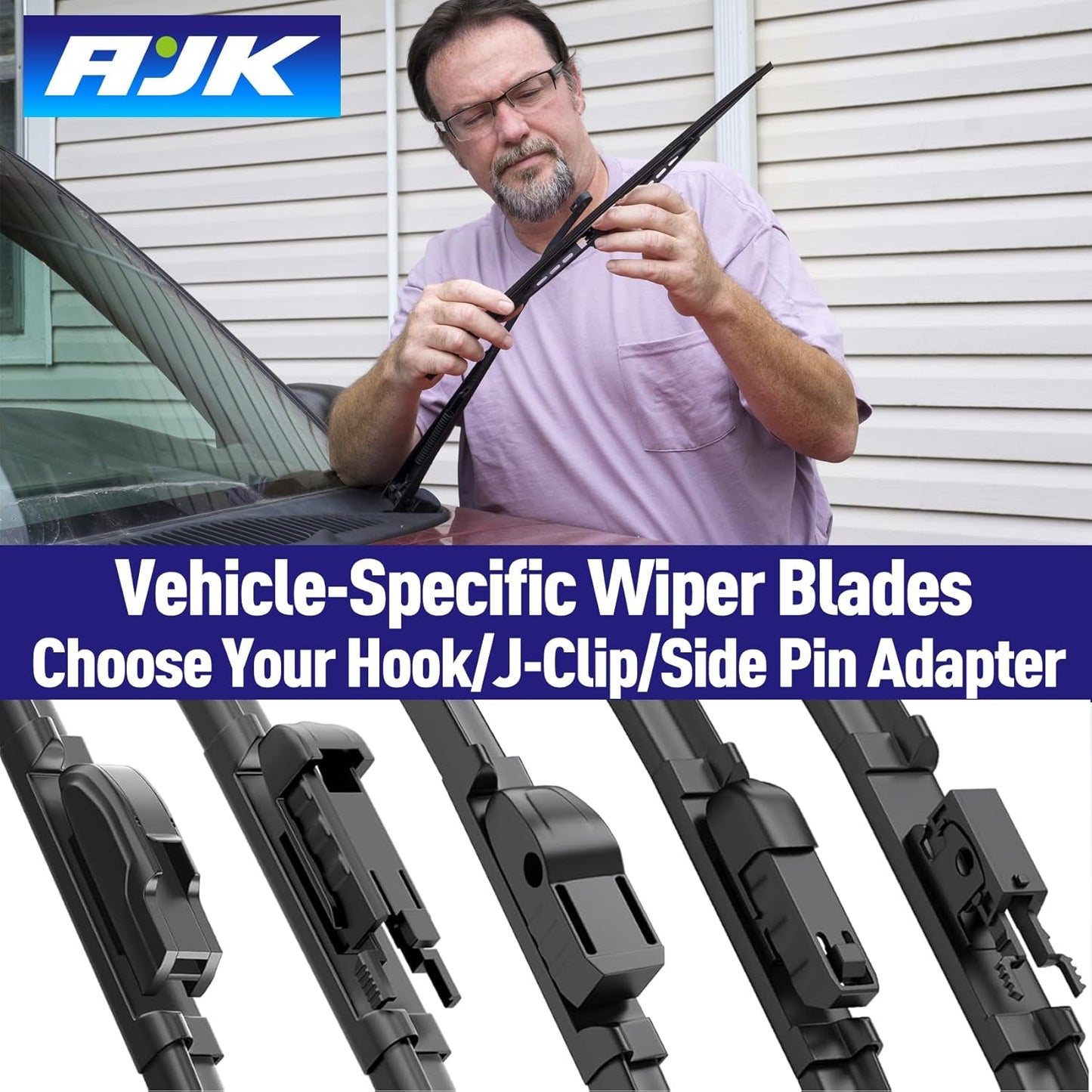 AJK Wiper Blades for INFINITI QX60 2014 2015 2016 2017 2018 2019 2020 2021 2022 2023 2024 2025, 3 Piece All Weather OEM Quality Automotive Replacement Windshield Wiper Blades for My Car