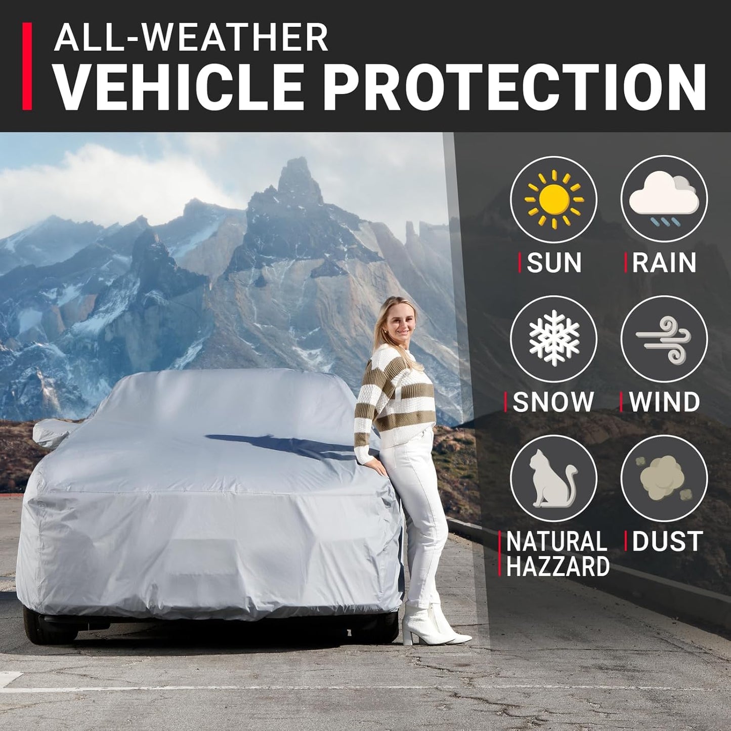 iCarCover Custom Car Cover for Hyundai Genesis Coupe 2010-2016, Waterproof All-Weather Rain Snow UV Sun Protector Full Exterior Weatherproof Indoor Outdoor Car Cover with Strap