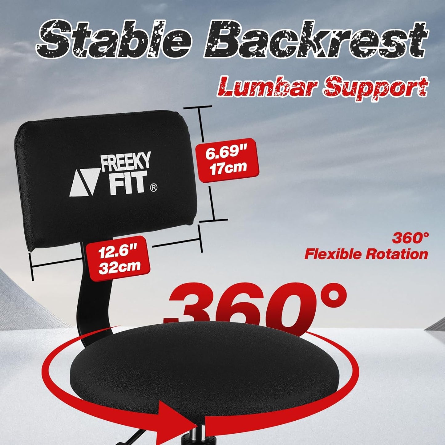 Shop Stool with Backrest, Mechanic Garage Stool for Workshop, Adjustable Shop Stools Chair, Padded Workbench Stools for Men Women, 300 LBS Capacity, 360° Swivel PVC Seat, Heavy Duty, Black