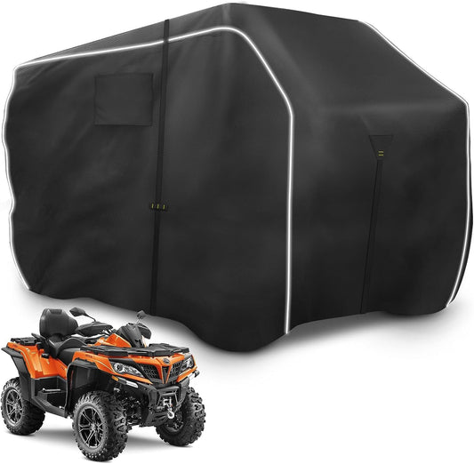 600D ATV Cover, Waterproof & Windproof 4 Wheeler Covers Outdoor Storage, Heavy Duty Quad Wheeler Cover Accessories Fit for Polaris Suzuki Honda, 85" L x 50" W x 42" H, Black