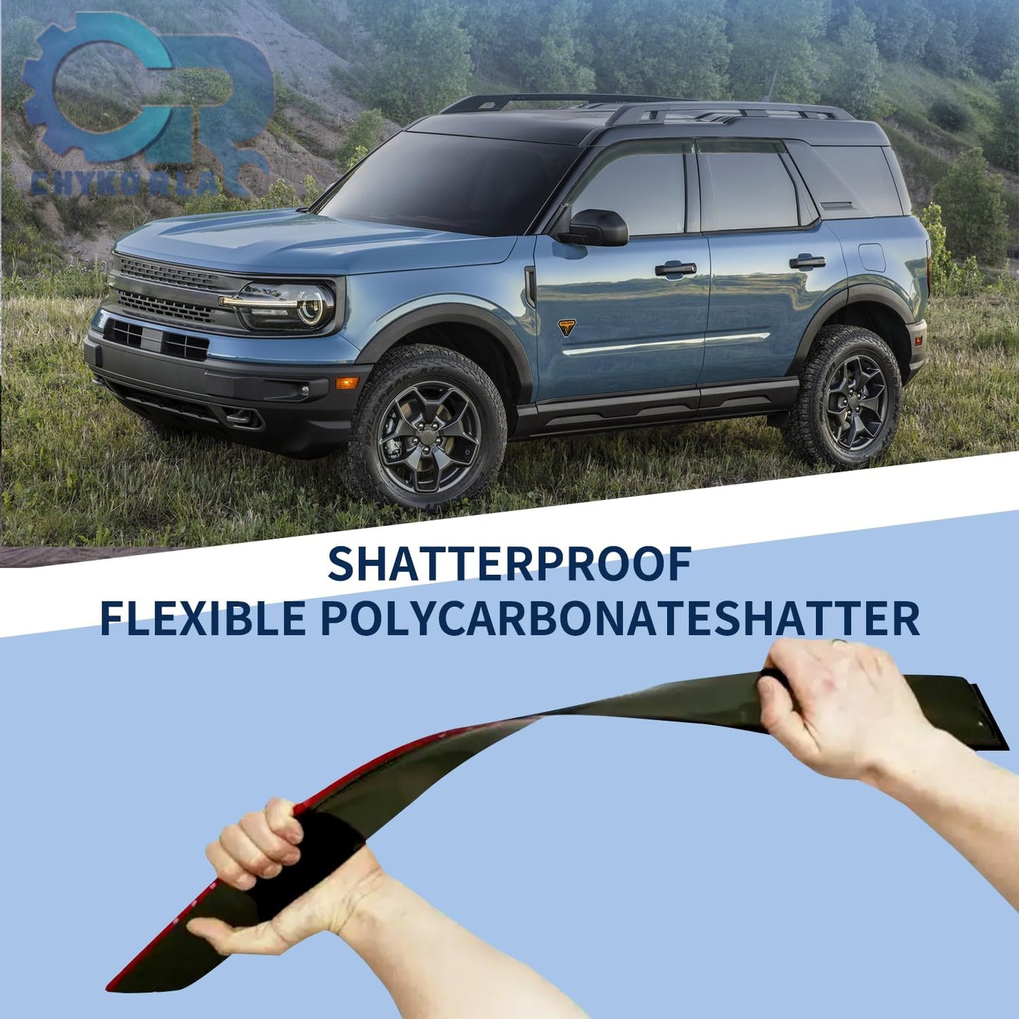 Rain Guards Tape-On Side Window Visor Fit for 2021-2024 Ford Bronco Sport, Outside Mount Window Deflector, Smoke Tinted Vent Visors 2021 2022 2023 2024