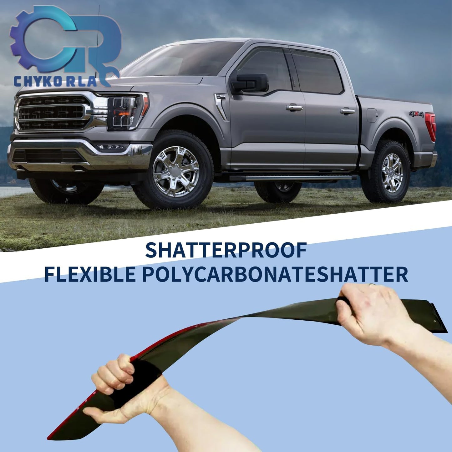 Outside Mount Window Visors Rain Guards Fit for 2015-2024 Ford F150 SuperCrew, Fit for 2017-2024 F150 Raptor F250 F350 F450 F550 Super Duty Crew Cab, Side Wind Deflectors Vent Shade