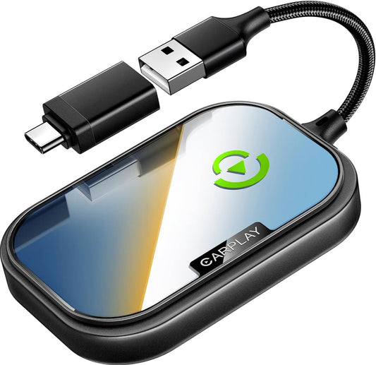 Wireless CarPlay Adapter for Apple iPhone, Converts Factory Wired CarPlay to Wireless CarPlay 2024 Upgrade Plug & Play Auto Connect Fast Easy Use for Cars from 2017 & iPhone iOS 10+ Matte Black