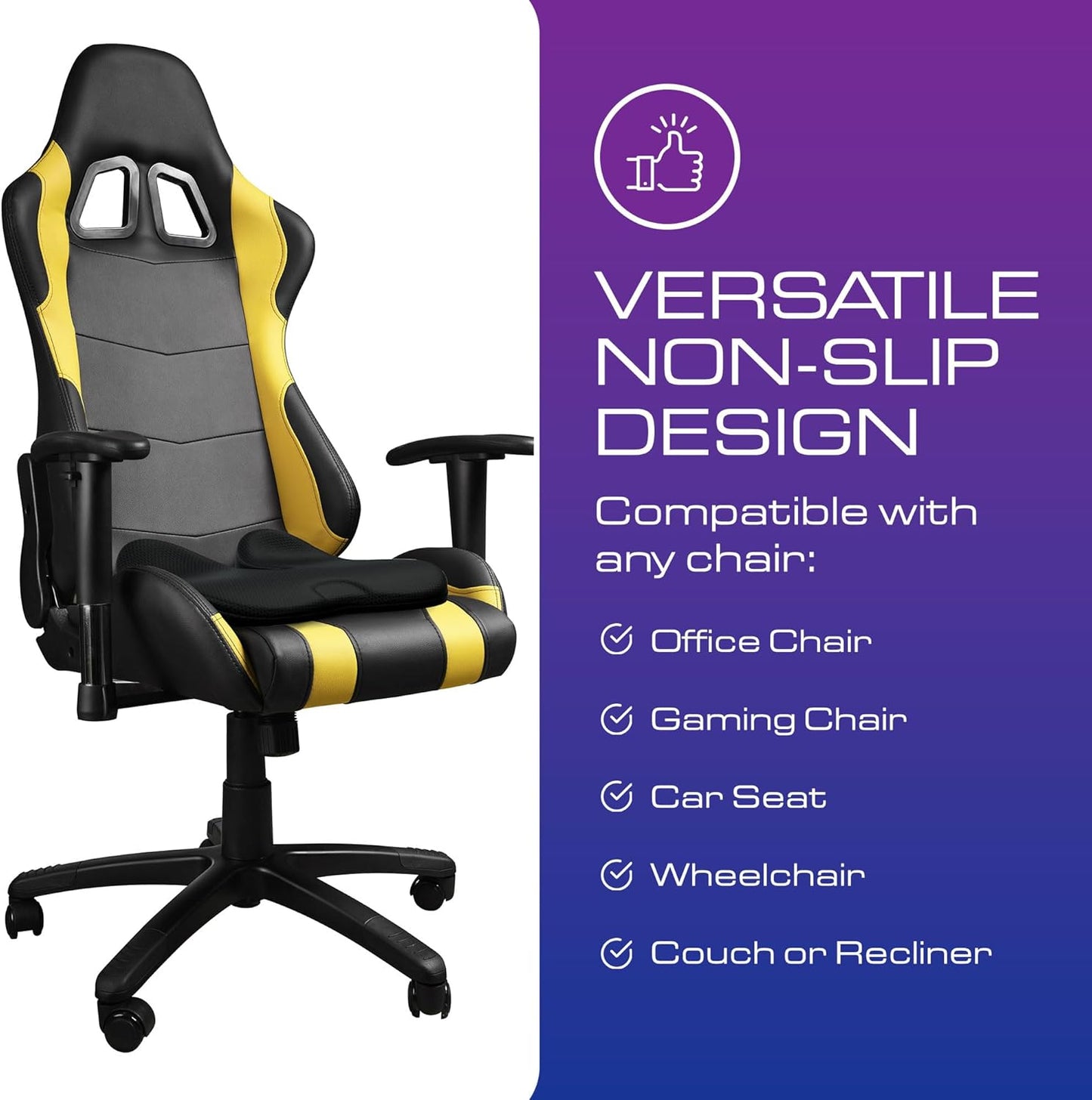 Ergonomic Seat Cushion - Memory Foam Chair Cushions | Gaming Chair Cushions | Office & Car Seat Cushion with Heat Reducing 3D Mesh | Office Chair Cushion for Back Pain - Pain Relief