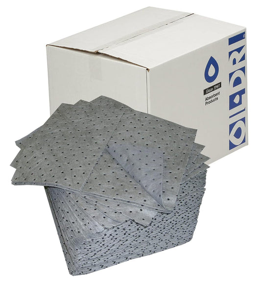 Oil-Dri L90902 15" W x 19" L Universal Heavy Weight Bonded Perforated Pads (100 Mats/Box)