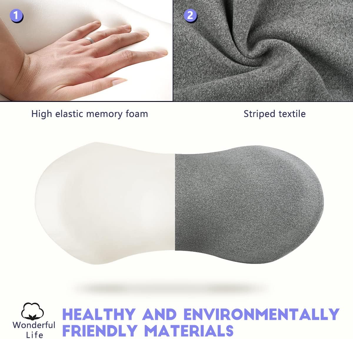 Lumbar Support Pillow, Lumbar Pillow for Low Back Pain Relief, Ergonomic Memory Foam Lumbar Pillow, Breathable & Detachable & Washable, Comfy Back Pillow for Office Chairs, Car Seats (Dk Grey, Cotton)