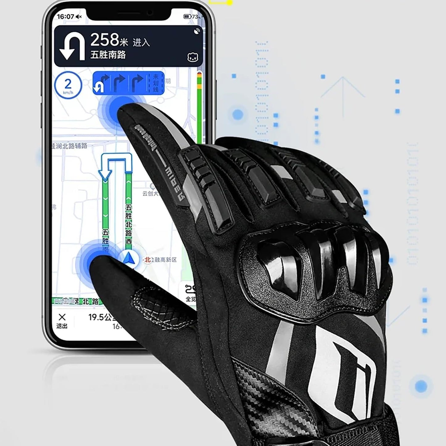 Motorcycle Gloves, Waterproof, Touch Screen, Men's Winter Gloves, ATV, UTV, Snowmobile, Skiing, Riding