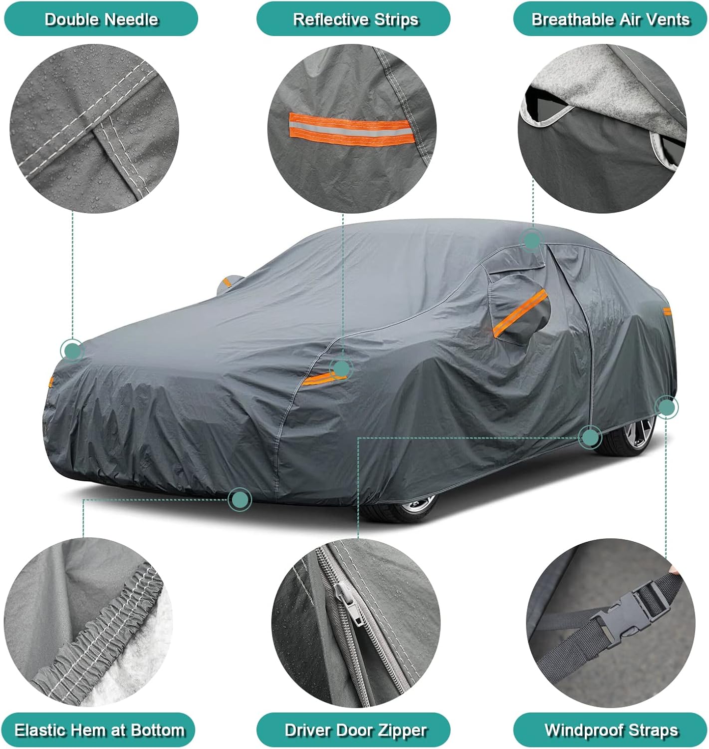 Premium Car Cover Custom Fit Porsche 911 (2011-2025), 16 Layers Heavy Duty Car Cover Waterproof All Weather with Zipper Door for Sun Rain Snow Dust Uv Protection